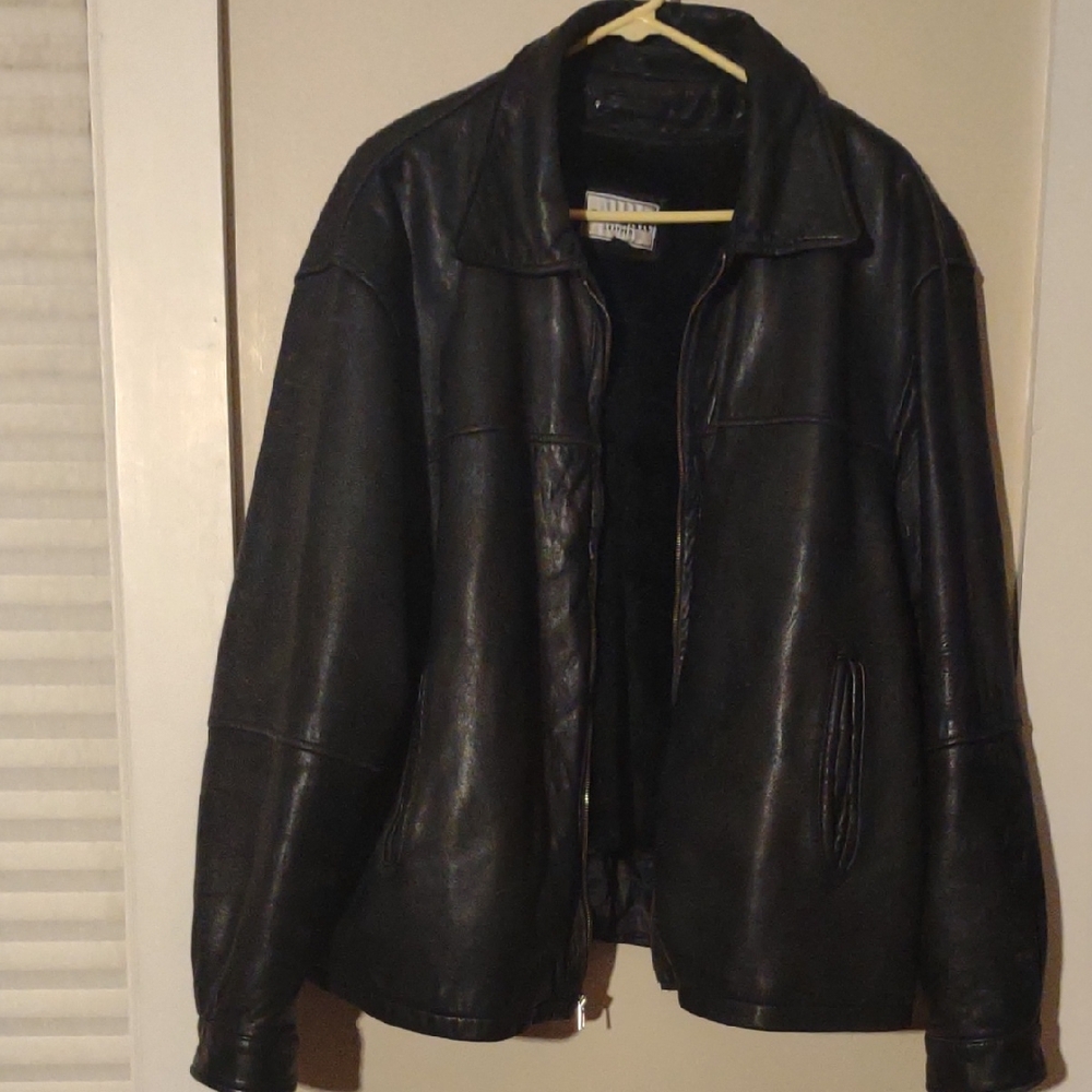 Cougar Men's XL Black‎ Leather Removable Liner Coat
